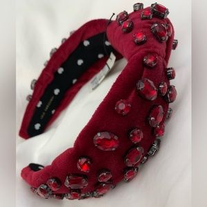 LELE SADOUGHI Bordeaux headband with large crystal detail, velvet fabric NWT